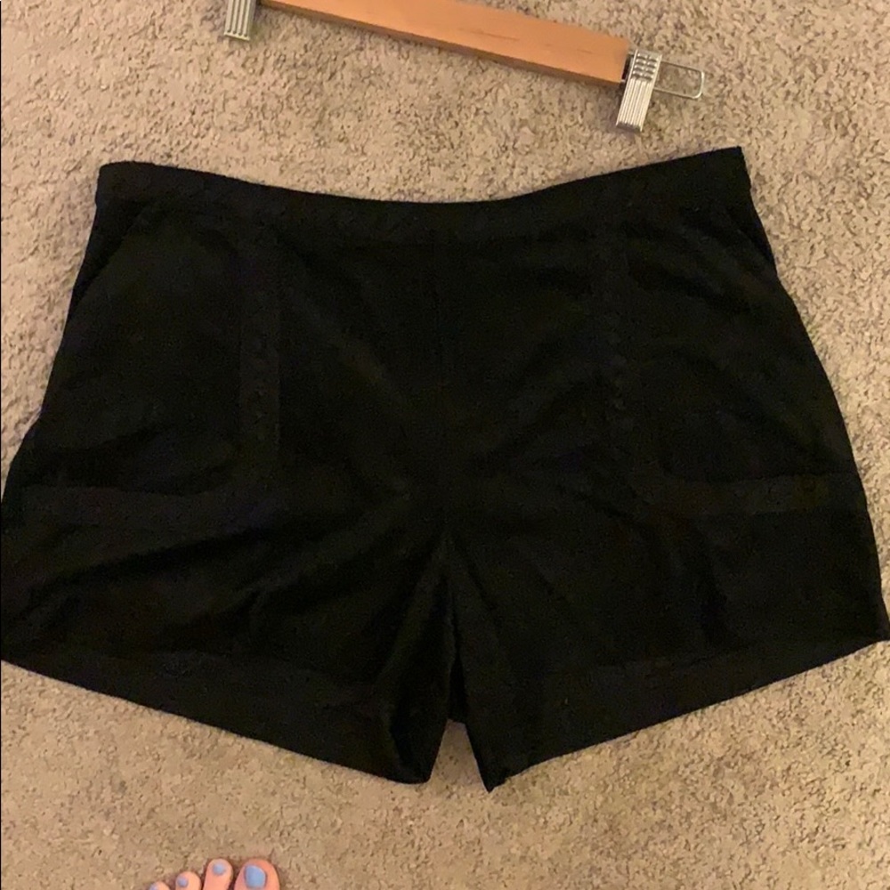 Black suede shorts